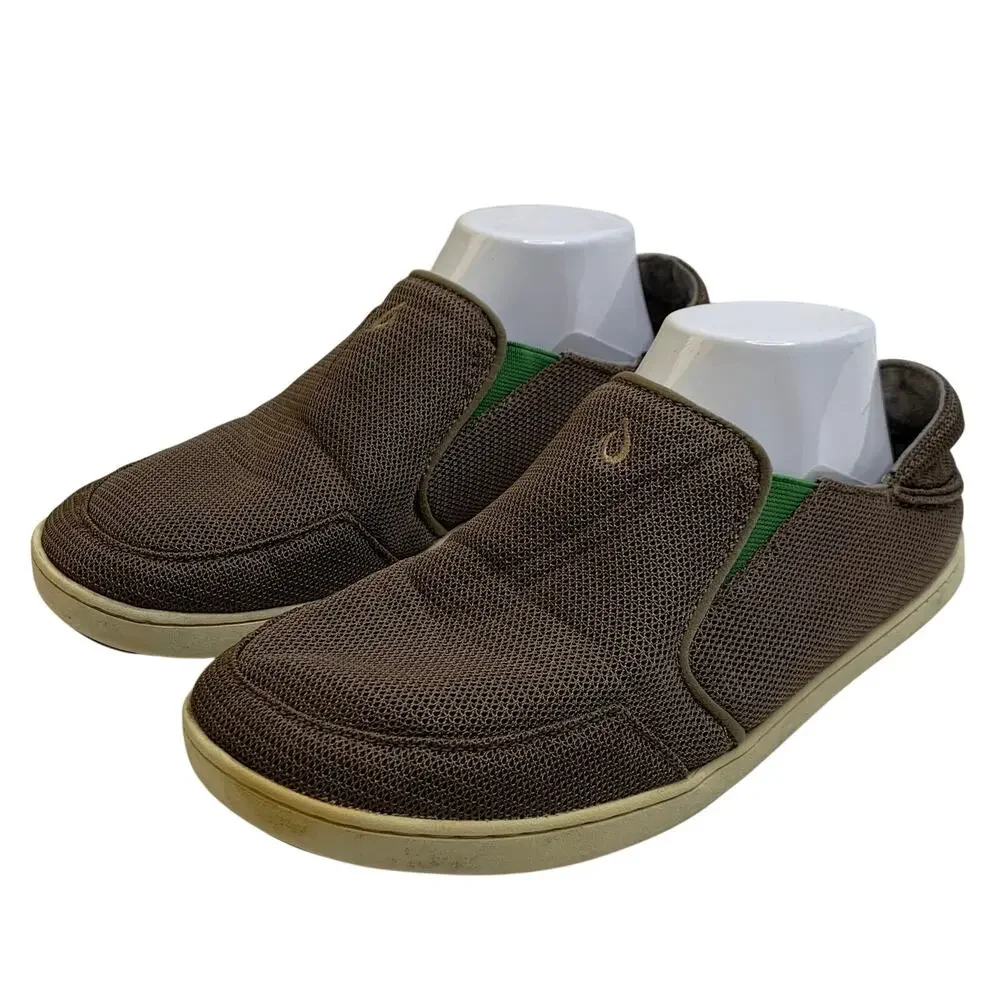 OluKai Nohea Mens 8.5 Mesh Brown Sneakers Slip On Collasible Heel Shoes Beach